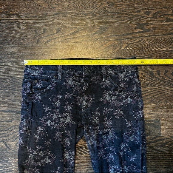 Hudson Collin Skinny Midrise Jeans Size 28 Black/purple Floral Pattern - Picture 7 of 9